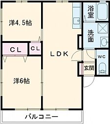 esハイム 2LDKの間取図画像