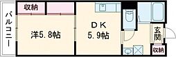 フェニーチェ・2 1DKの間取図画像