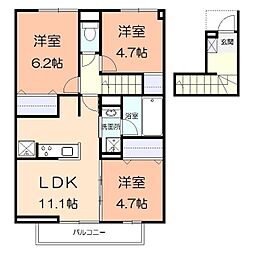 ソレイユ湘南太平台B 3LDKの間取図画像