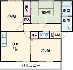 コーポ大川B 3DKの間取図画像
