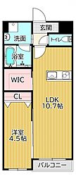 Regno永犬丸 1LDKの間取図画像