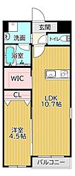 Regno永犬丸 1LDKの間取図画像