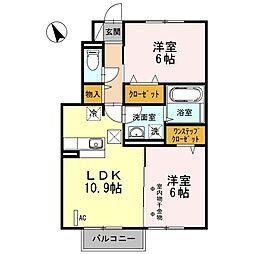 フォボス桜木1 2LDKの間取図画像