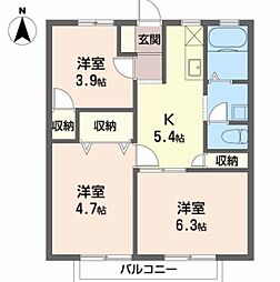 サンシティ大石A 3Kの間取図画像