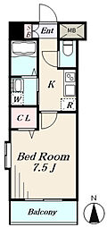 ディアコート門司 1Kの間取図画像