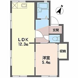 メゾン・ヴェルデュール 1LDKの間取図画像