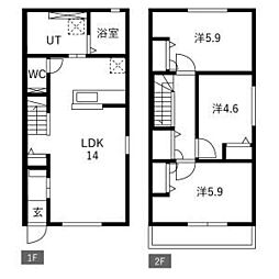 高崎市八千代町1丁目アパート 2SLDKの間取図画像