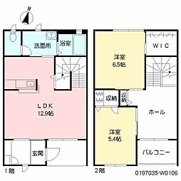 パルモ花みづきW 2LDKの間取図画像