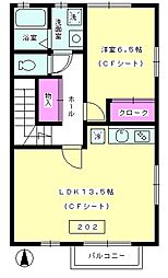 アーバンハイツ海老名B 1LDKの間取図画像
