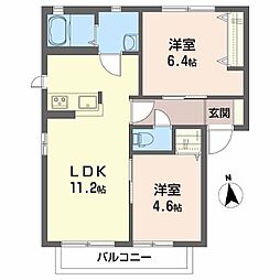 フレグランス桃源 2LDKの間取図画像