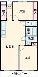 シーザーレジデンス福生 2LDKの間取図画像