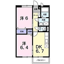 シャイン遠藤A 2DKの間取図画像