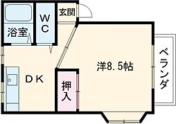 藤原マンション小泉 1DKの間取図画像