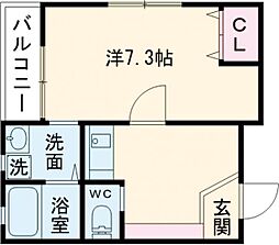 サイエンス吉富 1Kの間取図画像