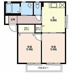 メゾン・フォレスタB棟 2Kの間取図画像