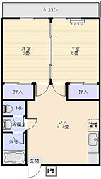 コーポ国府 2DKの間取図画像