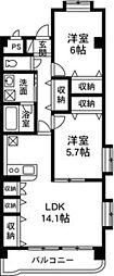 マンショングレイス 2LDKの間取図画像