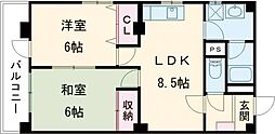 黒瀬ビル 2LDKの間取図画像