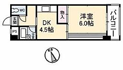 メゾンブランシェ 1DKの間取図画像