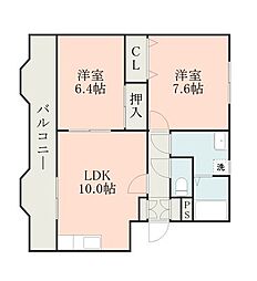 オーセンティック後藤 2LDKの間取図画像