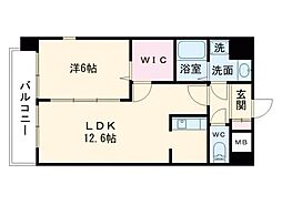 エテルナ水前寺 1LDKの間取図画像