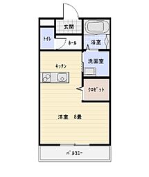 ジュネス徳次C ワンルームの間取図画像