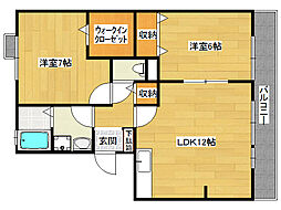 グレイス荒木A 2LDKの間取図画像