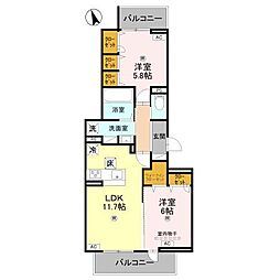 Bord du Lac Soeri ボーデュラックソエリ 2LDKの間取図画像