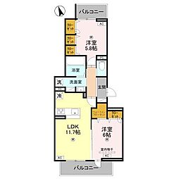 Bord du Lac Soeri ボーデュラックソエリ 2LDKの間取図画像