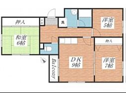 ベルトピア西明石6 3DKの間取図画像