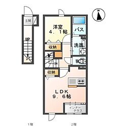 仮)白河中山下アパートA 1LDKの間取図画像