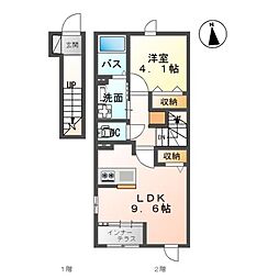 仮)白河中山下アパートA 1LDKの間取図画像