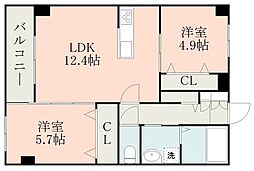 ハイムセラウエスト 2LDKの間取図画像