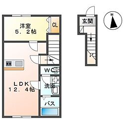 仮)白河中山下アパートB 2LDKの間取図画像