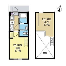 C.B.Grey.東林間 1Kの間取図画像