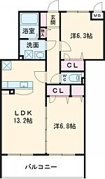 メディアパーク5 2LDKの間取図画像