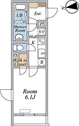 リブリ・三園 1Kの間取図画像