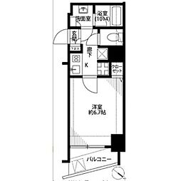 プレール・ドゥーク豊洲 1Kの間取図画像