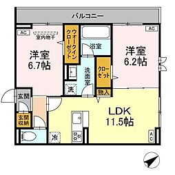 D-Aspiration 2LDKの間取図画像