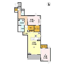NIGAWA RESIDENCE2 2LDKの間取図画像
