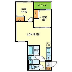 レジーナ本町 2LDKの間取図画像