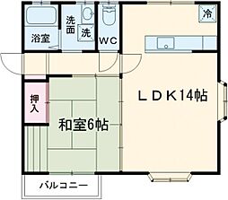 セゾンテルヌマNo.5 1LDKの間取図画像