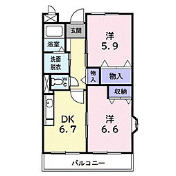 ジュネス5 2DKの間取図画像