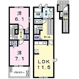 グラシオッソA 2LDKの間取図画像