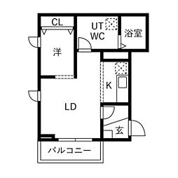 メリディアン・マロン 1LDKの間取図画像