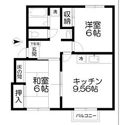 ツインコート広瀬A 2LDKの間取図画像