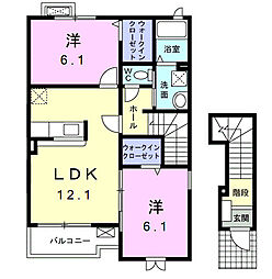 サンマリノ 2LDKの間取図画像