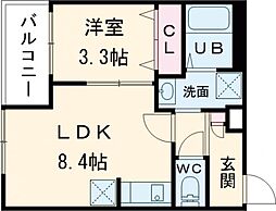 ジーメゾン八幡西ヴェルデ 1LDKの間取図画像