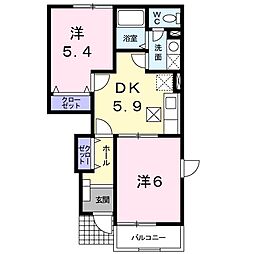 コンフォール芙蓉1 2Kの間取図画像
