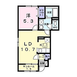 大林1丁目アパート 1LDKの間取図画像